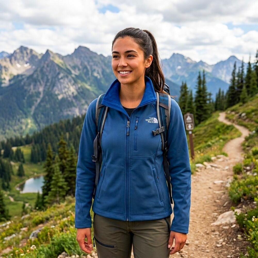 The North Face Jacket Apex Bionic Softshell Fleece Full Zip Blue Size Small